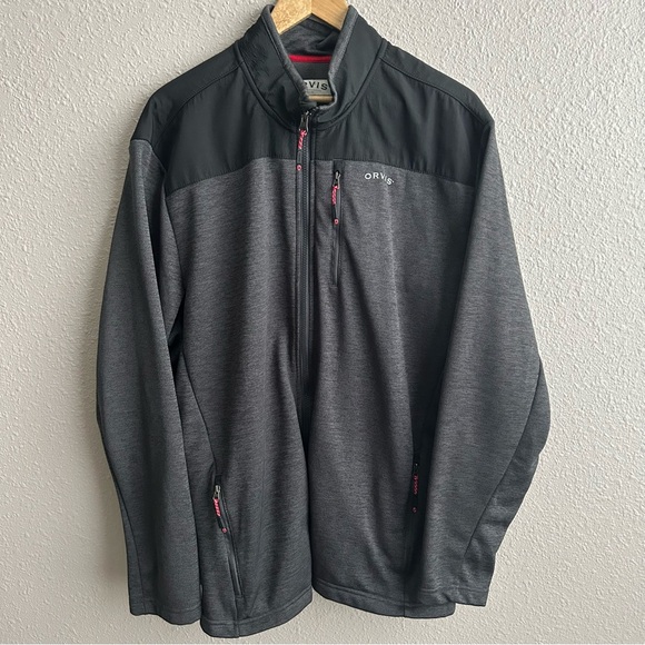 Orvis Other - Orvis Gray Black Bonded Full Zip Up Fleece‎ Lined Performance Casual Jacket